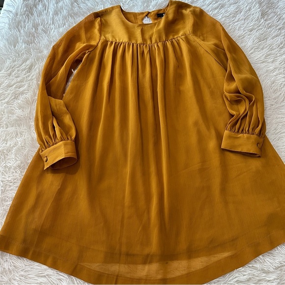 H&M Mustard Orange Long Sleeve Shift Dress Size 4 - Picture 4 of 16